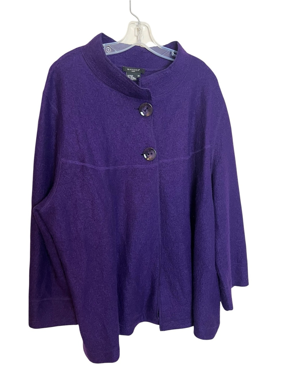 Sandro Royal Purple Wool Jacket 3X Swing Coat Luxury Minimalist Luxury